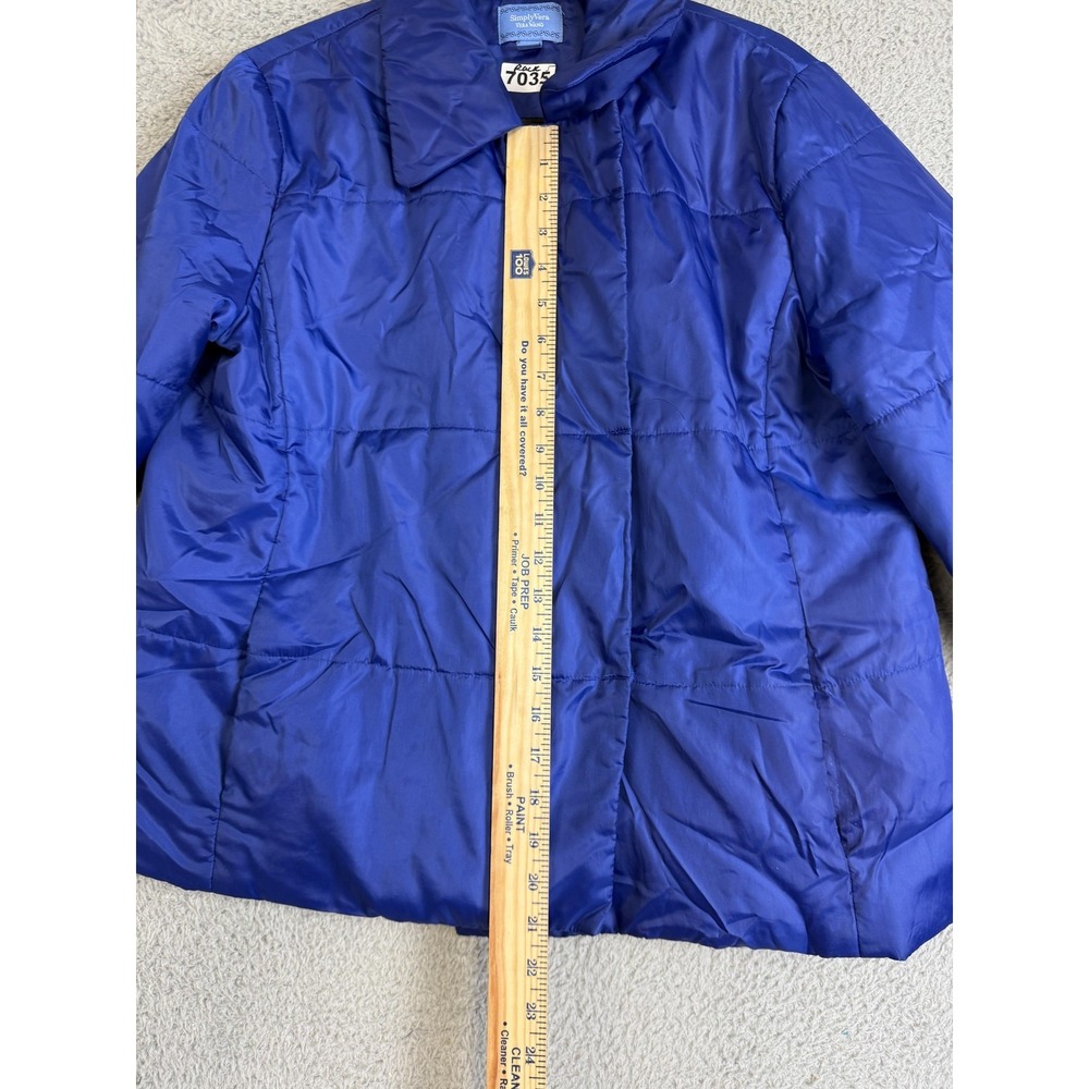 Simply Vera Vera Wang Jacket Womens Medium Blue Quilted Puffer Winter Coat - Picture 14 of 15